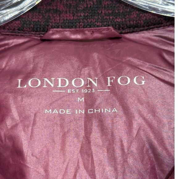 London Fog Women's Full Zip Long Sleeve Down + Knit Puffer Jacket M Burgundy - Picture 10 of 11